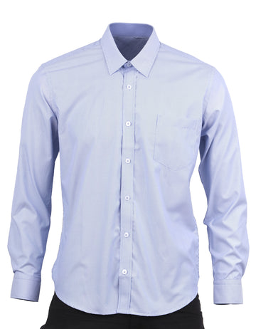 Camisa Manga Larga Azul Rayas Verticales Delgadas - Moldería slim