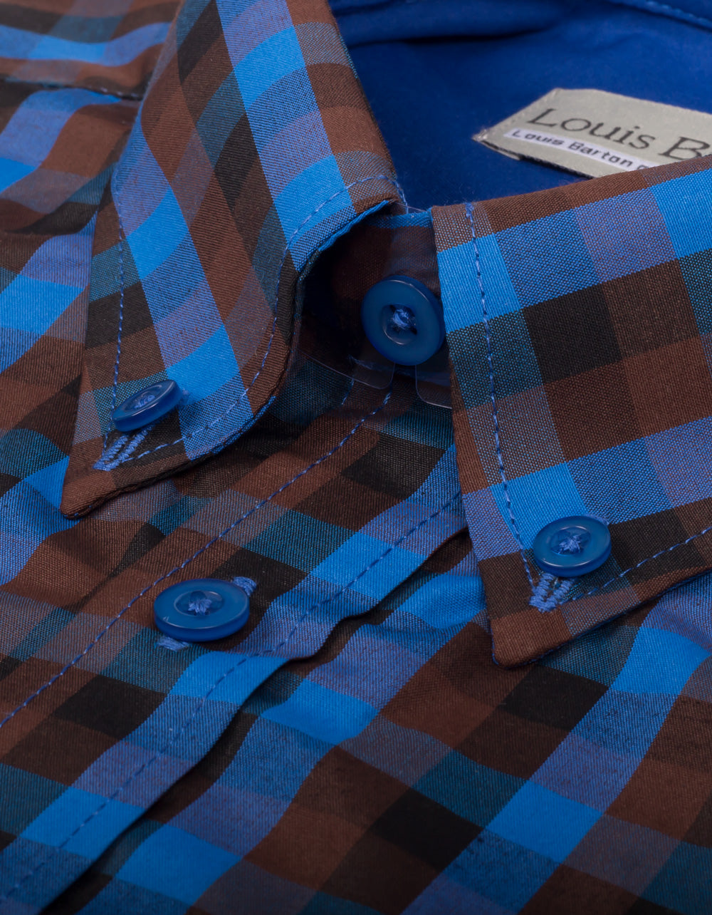 Camisa Manga Larga Cuadros Azul Negro y Vinotinto - Moldería informal