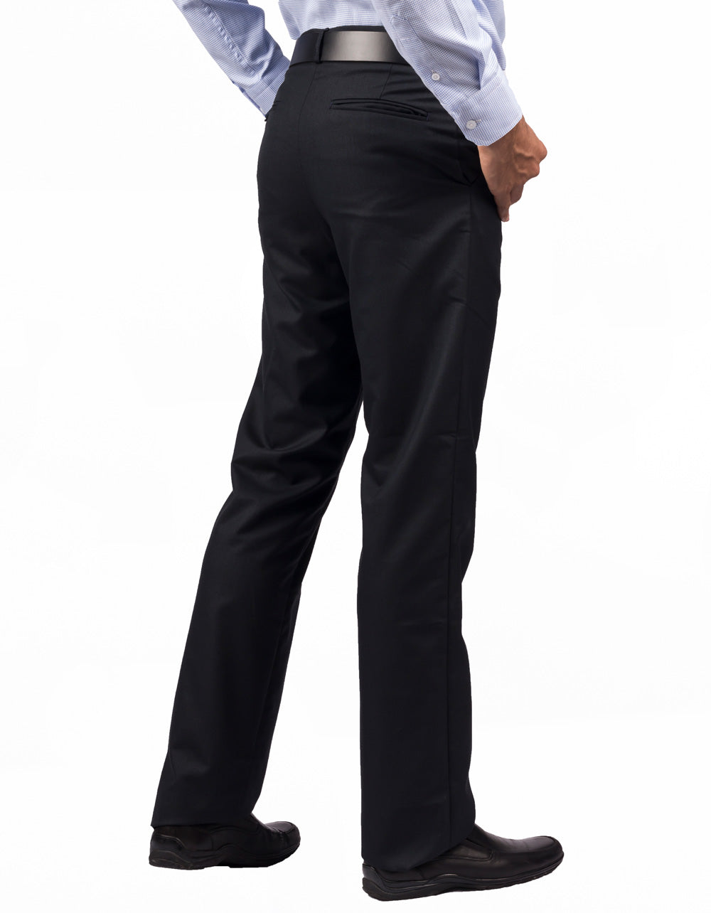 Pantalón Clásico Standard Fit Negro Azulado Con Textura