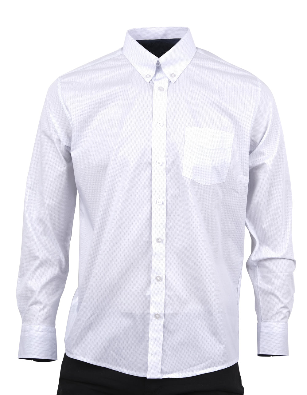 Camisa Manga Larga Blanca Puntos Azules - Moldería informal