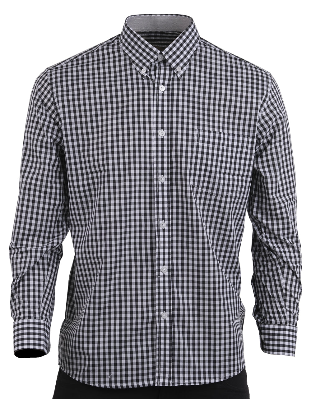 Camisa Manga Larga Cuadros Grandes Negros - Moldería clásica