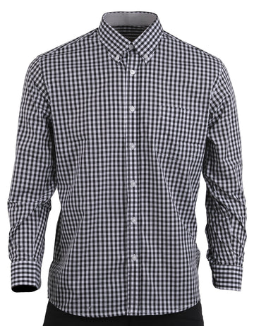 Camisa Manga Larga Cuadros Grandes Negros - Moldería clásica