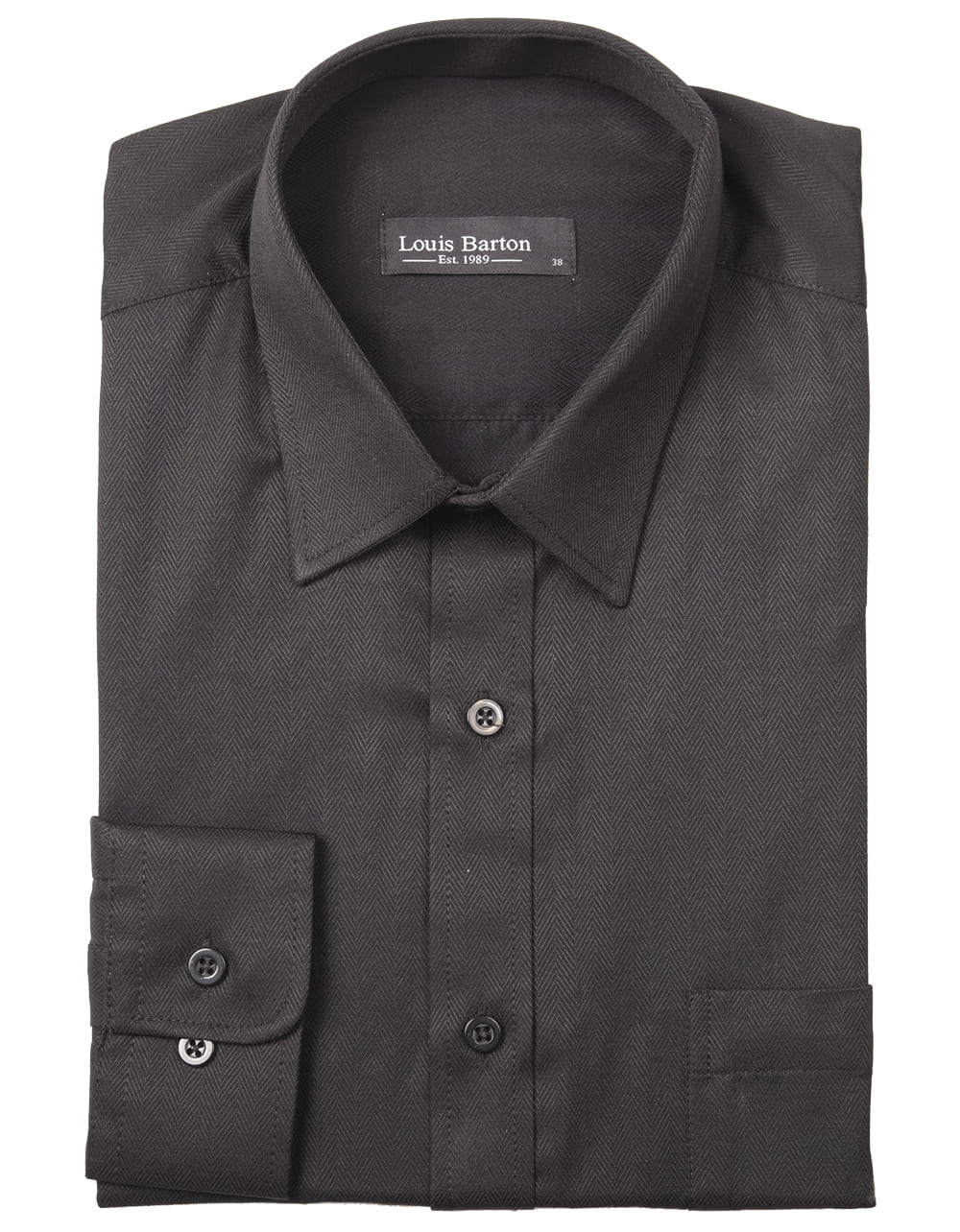 Camisa Manga Larga Textura Rayas Diagonal Negra- Moldería clásica