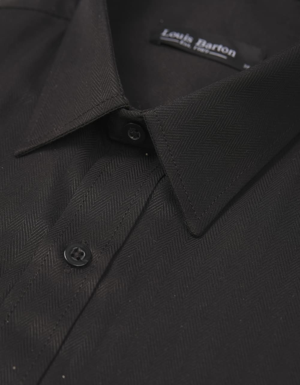 Camisa Manga Larga Textura Rayas Diagonal Negra- Moldería clásica