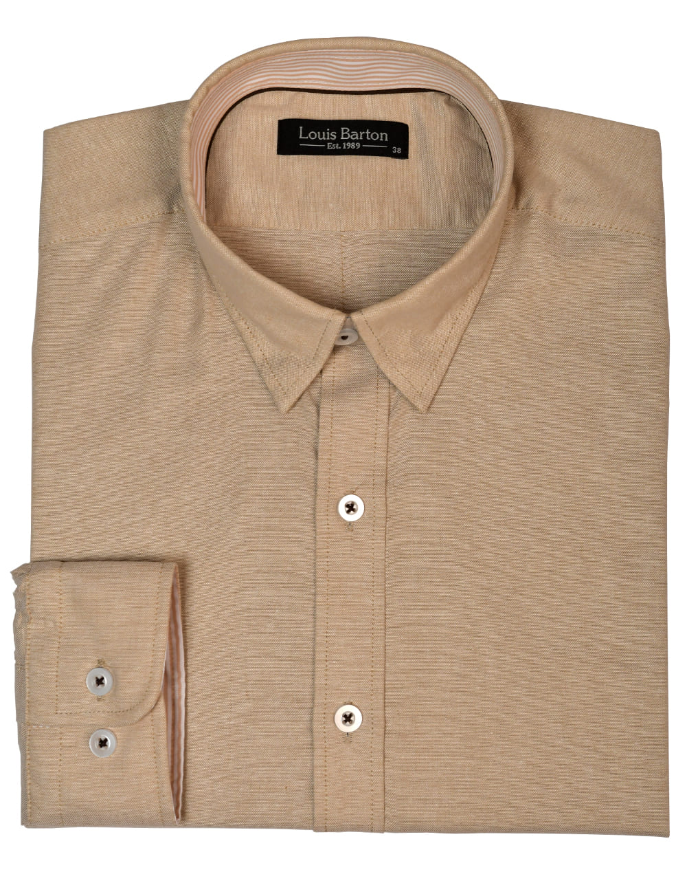 Camisa Oxford Manga Larga Beige Moldería Clásica