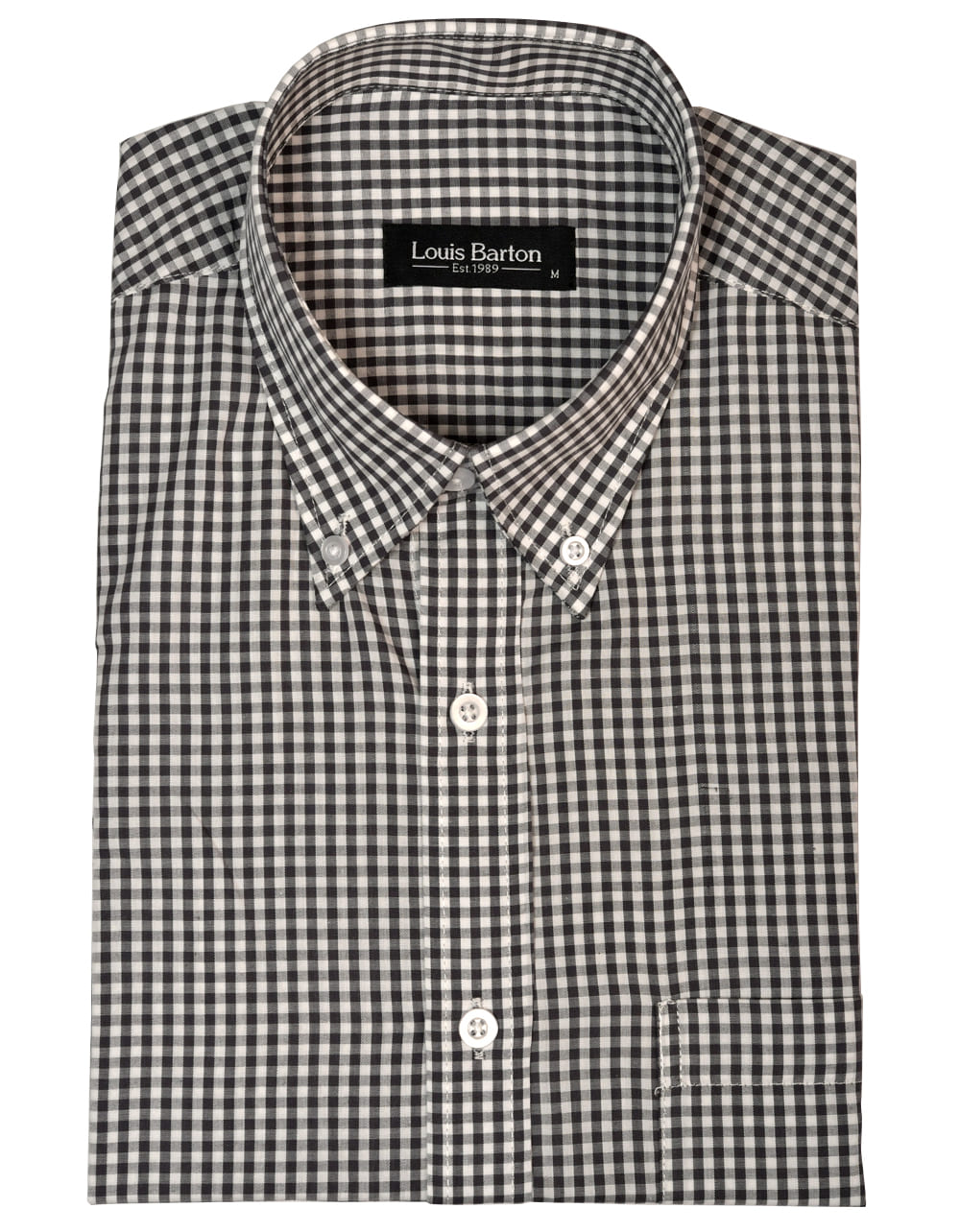 Camisa Manga Corta Cuadros Medianos Negros y Blancos - Moldería clásica