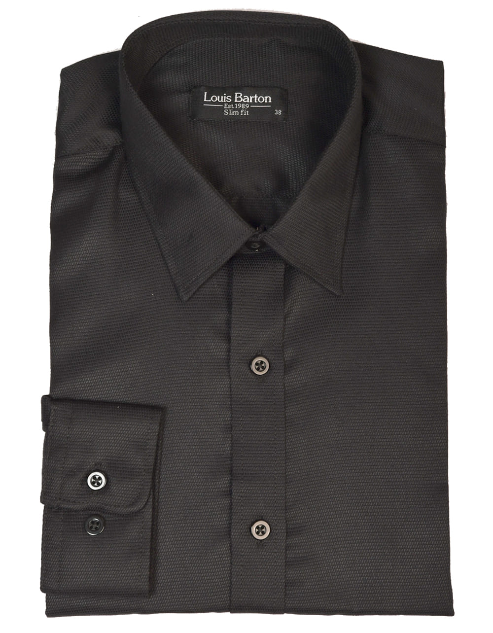 Camisa Manga Larga Negra Textura Triangular - Moldería slim