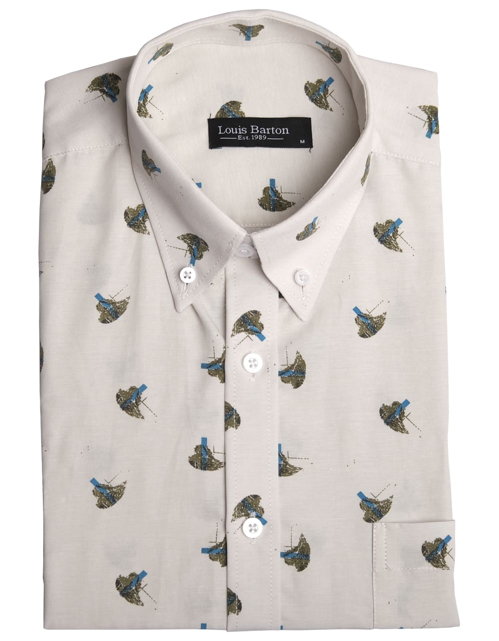 Camisa Manga Corta Blanca Print Abstracto - Moldería clásica