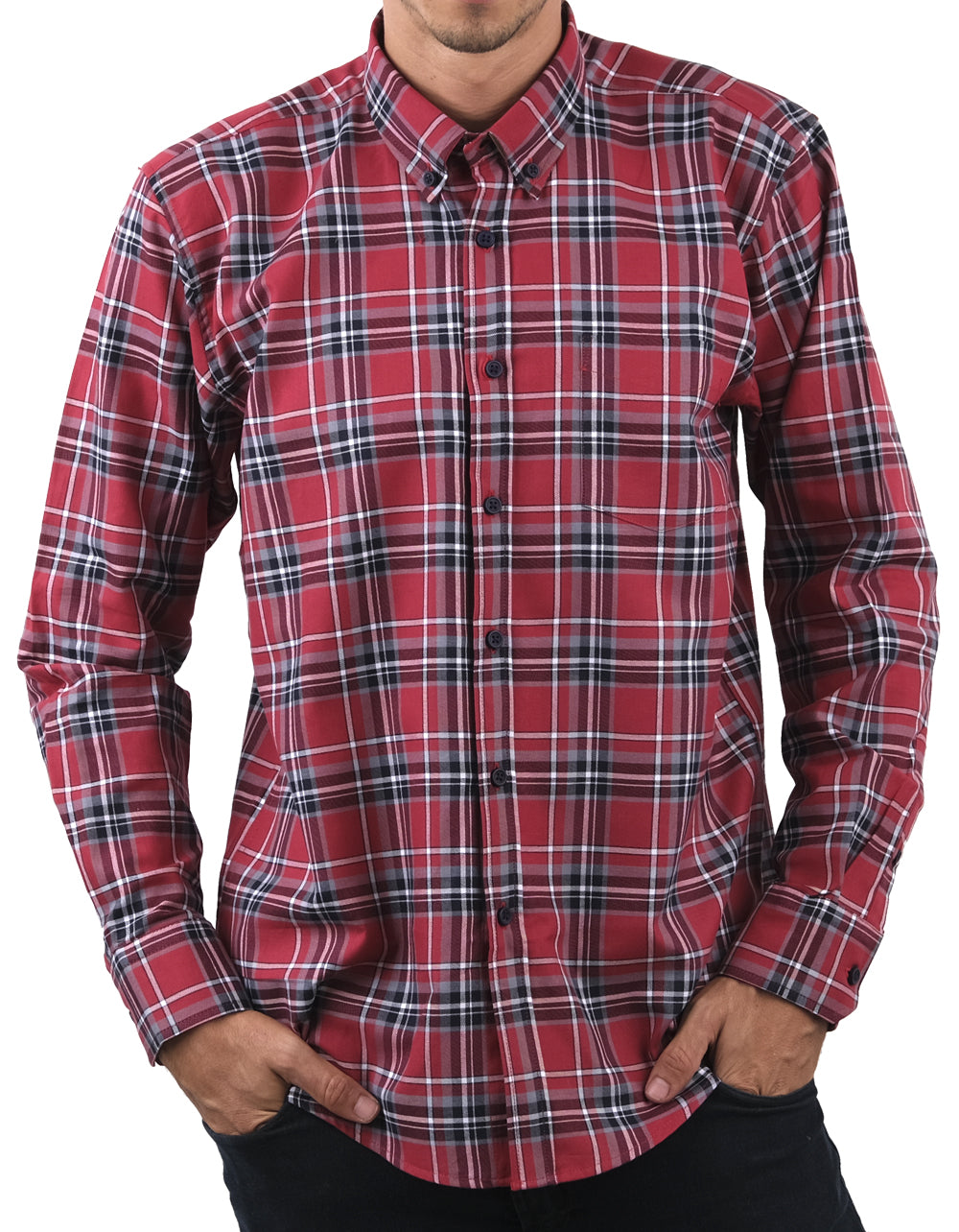 Camisa Leñadora Manga Larga Rloja Rayas Negras - Moldería informal