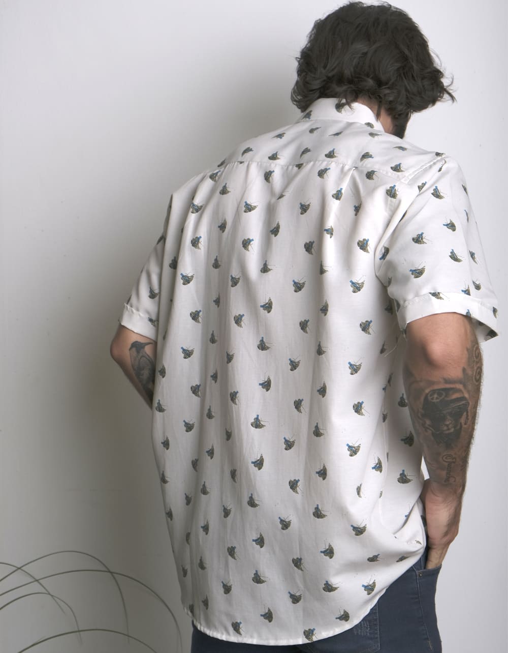 Camisa Manga Corta Blanca Print Abstracto - Moldería clásica