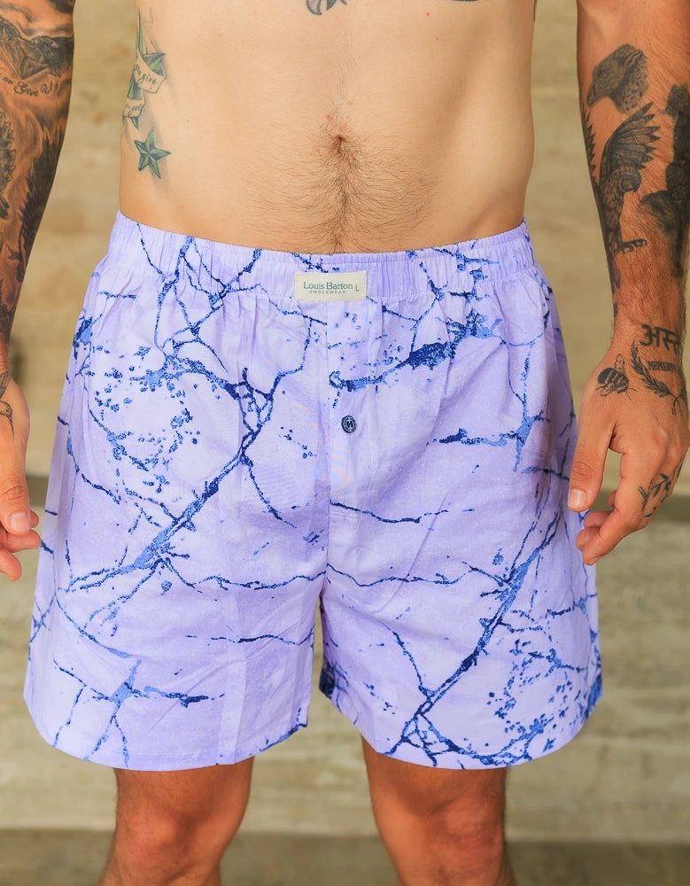 Boxer Lila Print Abstracto Azul
