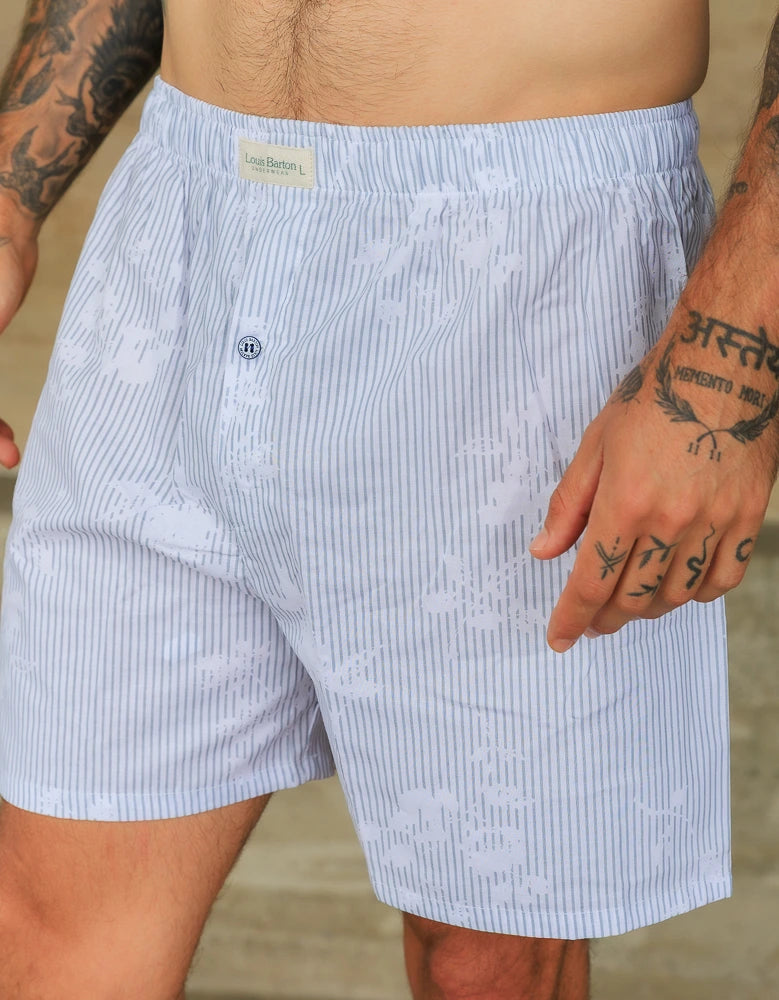 Boxer Blanco Rayas Grices