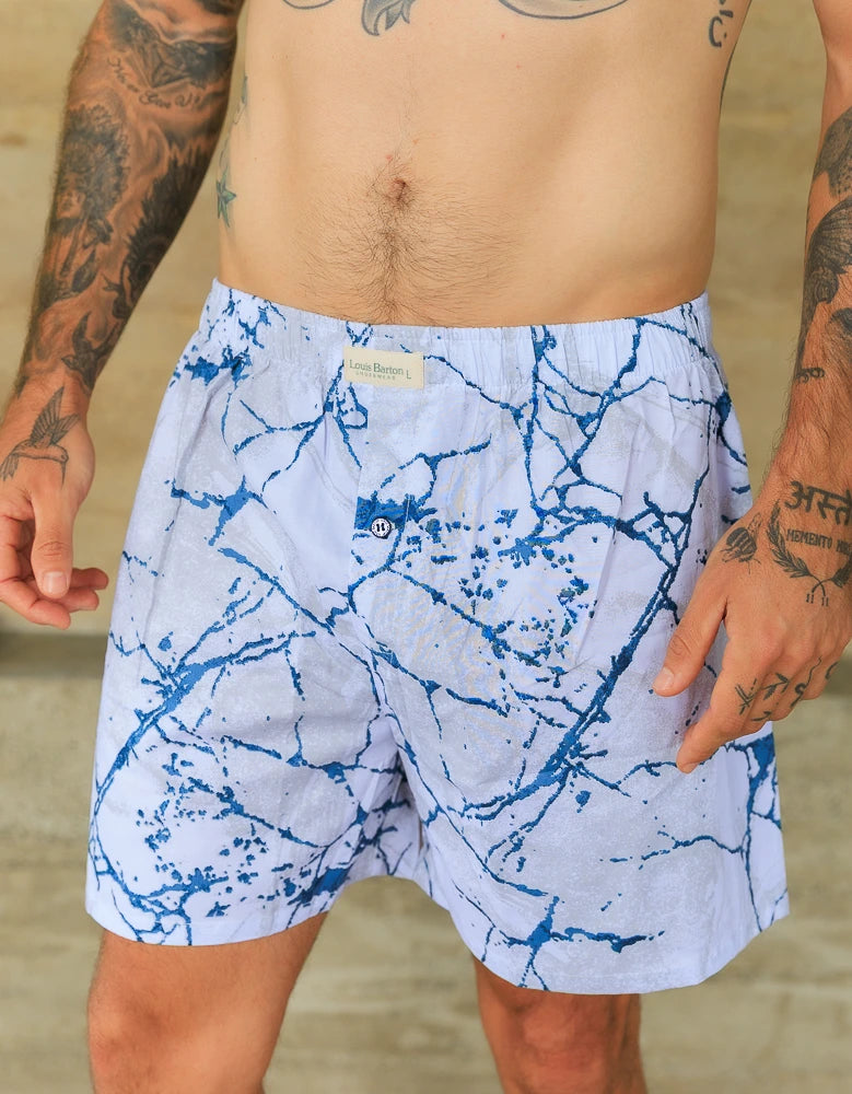 Boxer Gris Print Abstracto Azul