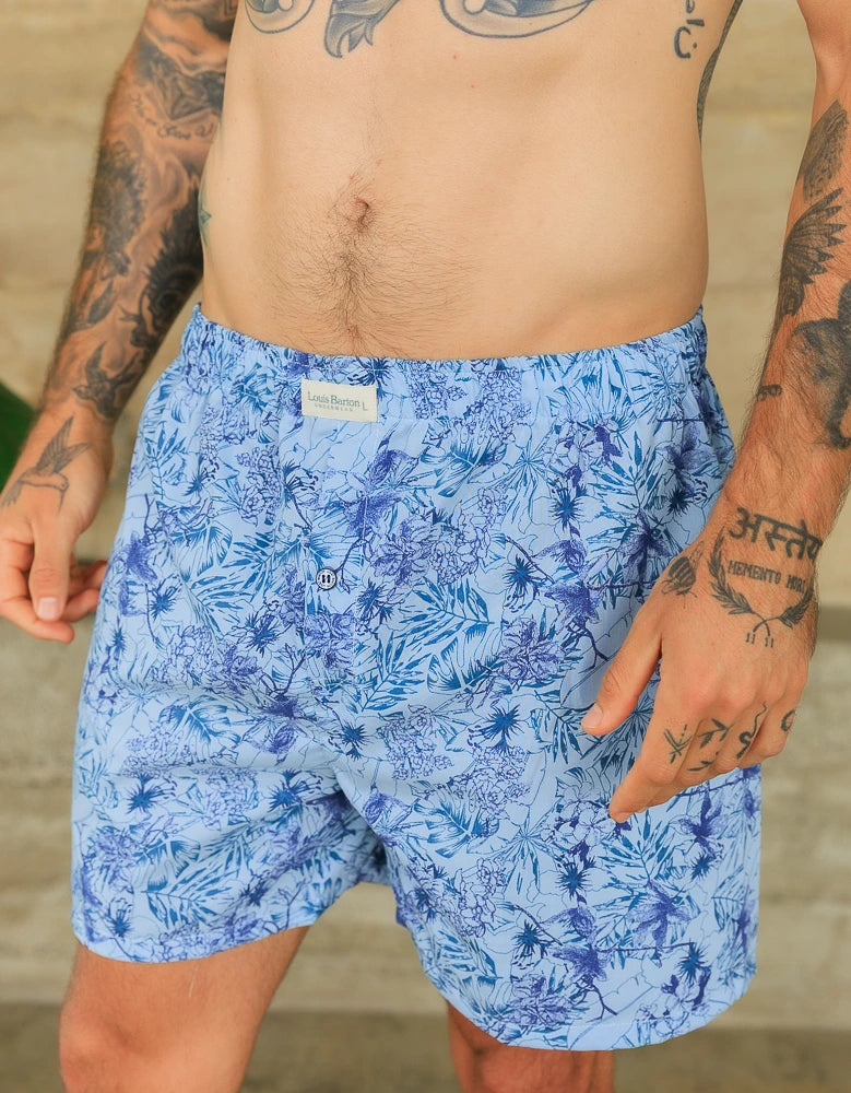 Boxer Azul Print Flores