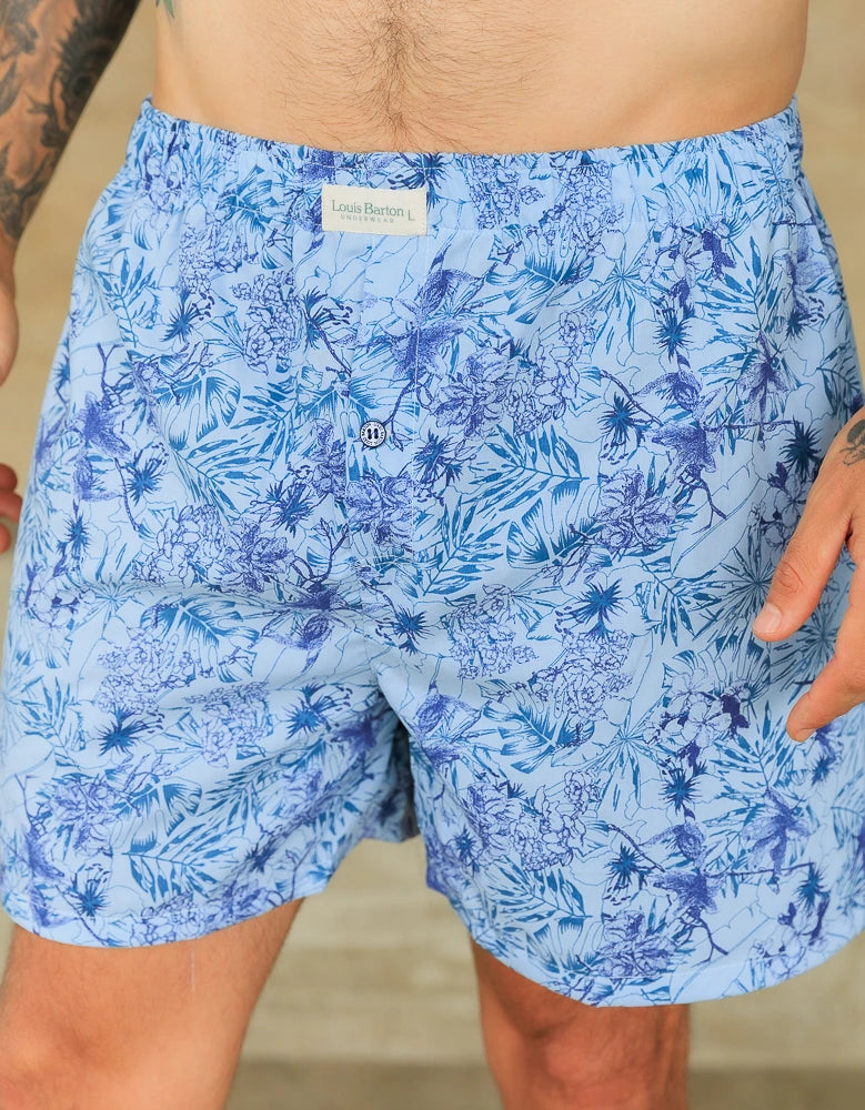 Boxer Azul Print Flores