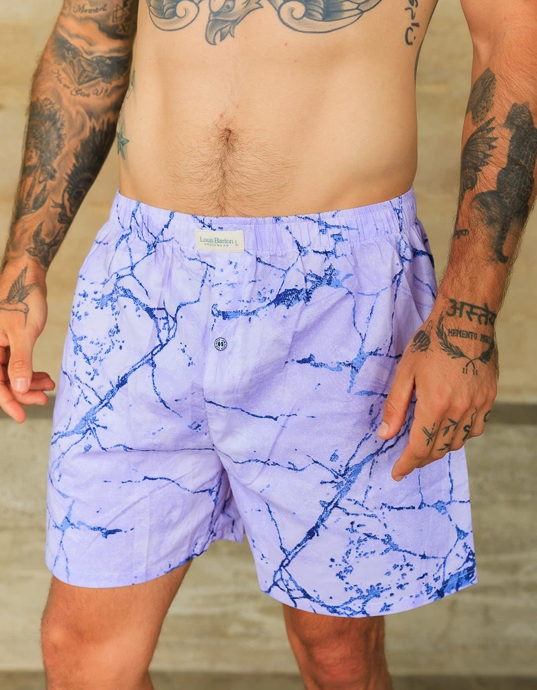 Boxer Lila Print Abstracto Azul